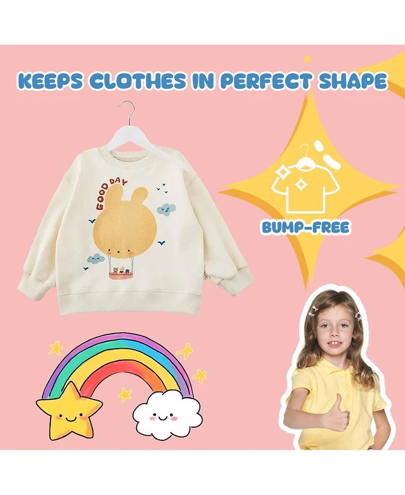 BP4U Kids Wooden Clothes Hangers, Baby Solid Wood Coat Shirt Top Hangers for Toddlers, Children, Youth's Jackets, Dresses, Blouse