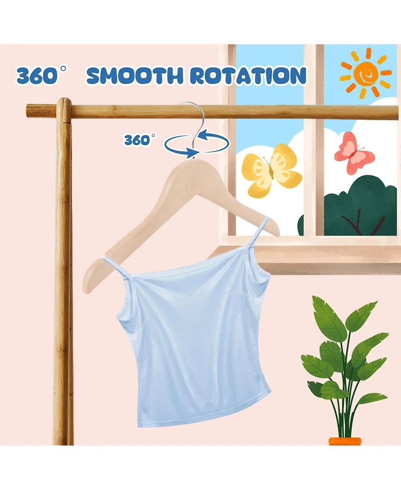 BP4U Kids Wooden Clothes Hangers, Baby Solid Wood Coat Shirt Top Hangers for Toddlers, Children, Youth's Jackets, Dresses, Blouse