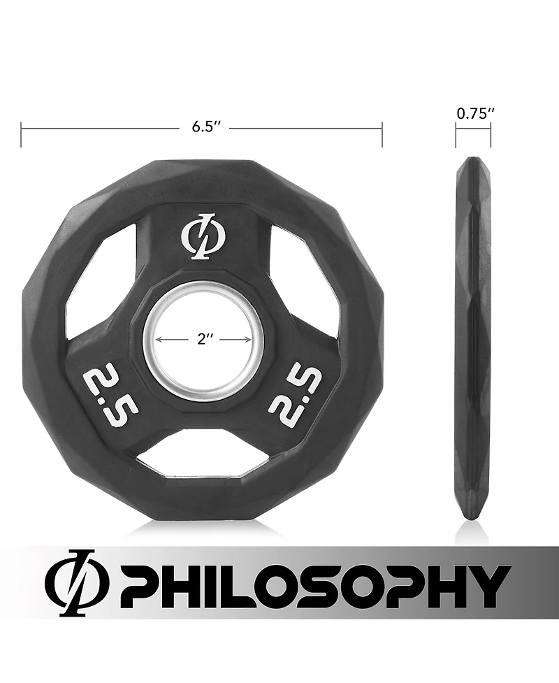 Philosophy Gym Set of 2 Rubber Coated 2-inch Olympic Grip Weight Plates ( Lb each) for Weightlifting