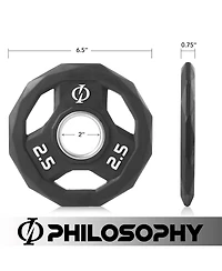 Philosophy Gym Set of 2 Rubber Coated 2-inch Olympic Grip Weight Plates ( Lb each) for Weightlifting