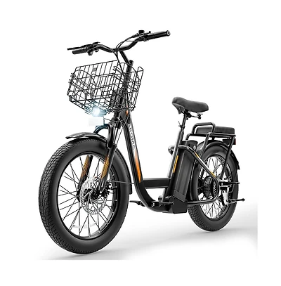 Caroma Peak 800W Electric Scooter with Seat, 203" Fat Tire Bike 48V Removable Battery,Up to 30Miles & 20MPH, Basket&Adjustable Seat
