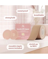 M3 Boob Lift Tape for Women Invisible Sweat Proof Stretchable Bra Tape for Strapless Dresses with Silicone Nipple Covers
