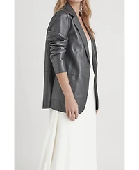 Velez Women's Leather Astromelia Blazer with a straight silhouette