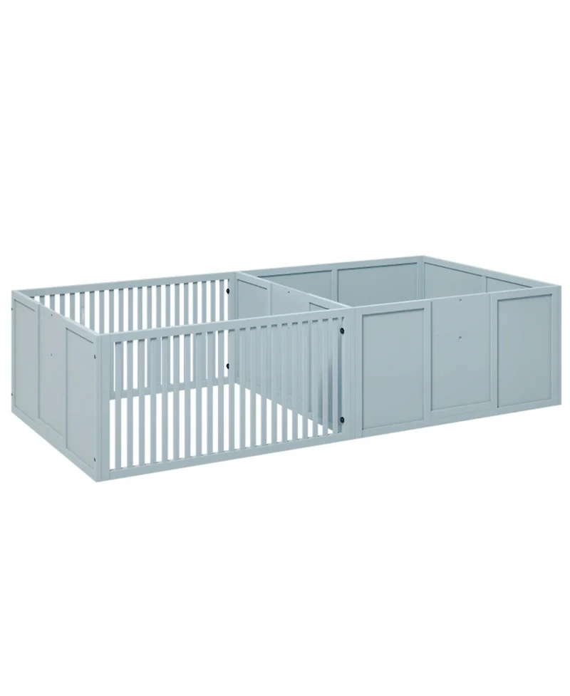 Aostirmotor Extra Large 81" Whelping Box with Two-Room Design for Dogs in Light Grey