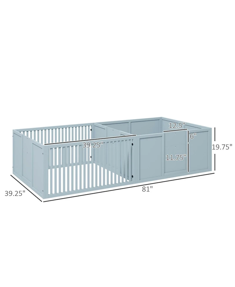 Aostirmotor Extra Large 81" Whelping Box with Two-Room Design for Dogs in Light Grey
