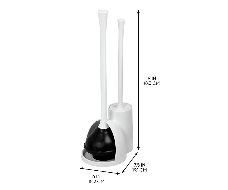 iDesign Compact Bowl Brush and Plunger Set - White