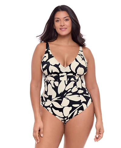 S3 Apparel Women's Sculpting Banded Plunge V-Neck One-Piece Swimsuit