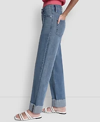 Dkny Jeans Women's High-Rise Seamed Classic Straight Leg