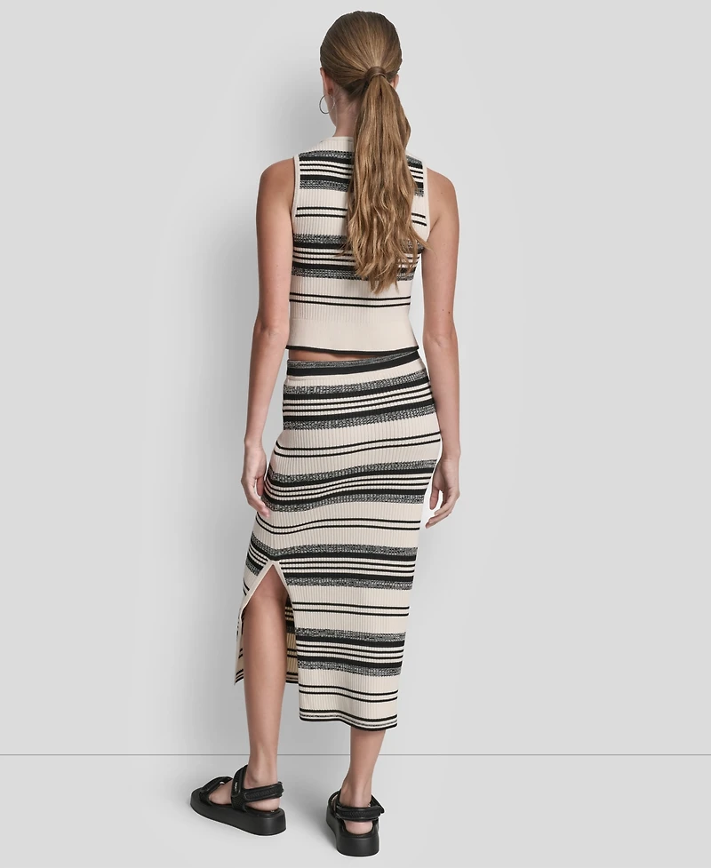 Dkny Jeans Women's Ribbed Stripe Pull-On Midi Skirt