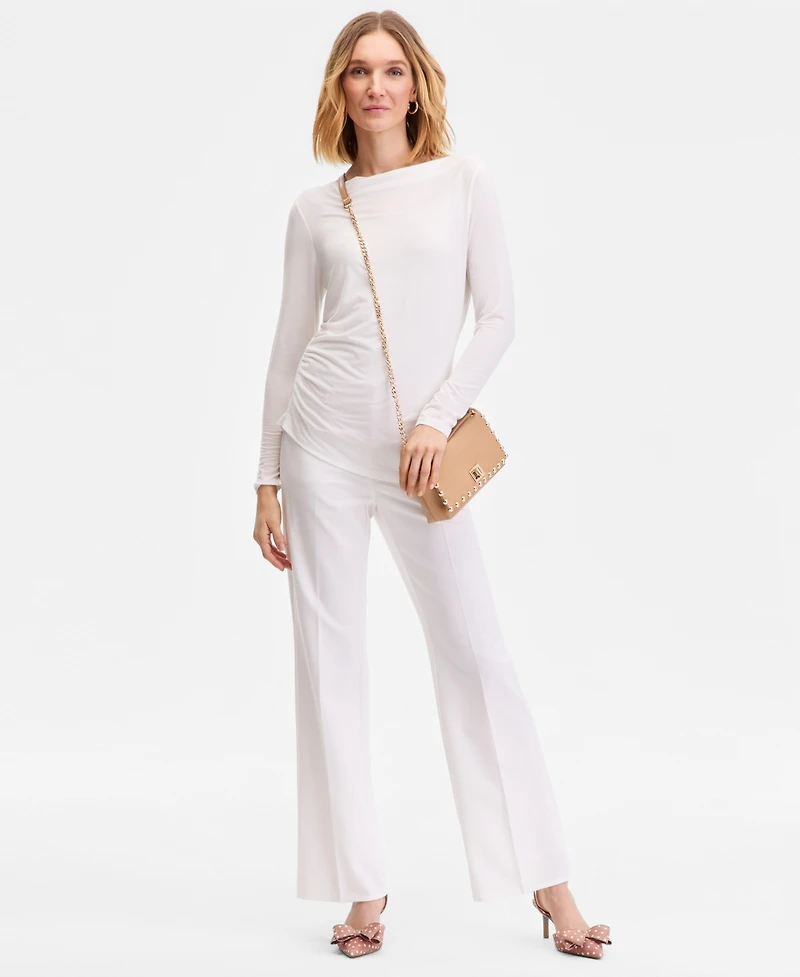 I.n.c. International Concepts Women's Long-Sleeve Asymmetrical-Hem Ruched Layering Top, Macy's Exclusive