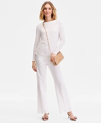 I.n.c. International Concepts Women's Long-Sleeve Asymmetrical-Hem Ruched Layering Top, Macy's Exclusive