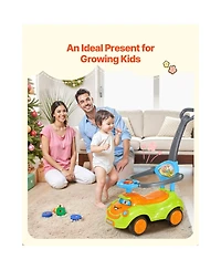 Slickblue Ride On Push Car, Push Car for Toddler 19 to 36 Months, Around Buggy with Guardrails, Handle & Under-seat Storage