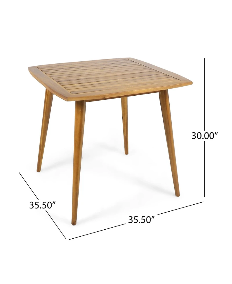Mondawe Outdoor Square Acacia Wood Patio End Table Side with Tapered Legs, Mid-Century for 2–4 People, Beige