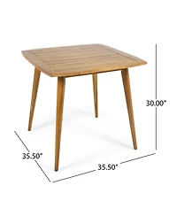 Mondawe Outdoor Square Acacia Wood Patio End Table Side with Tapered Legs, Mid-Century for 2–4 People, Beige