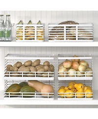 Metal Pantry Basket with Handles - Set of 2