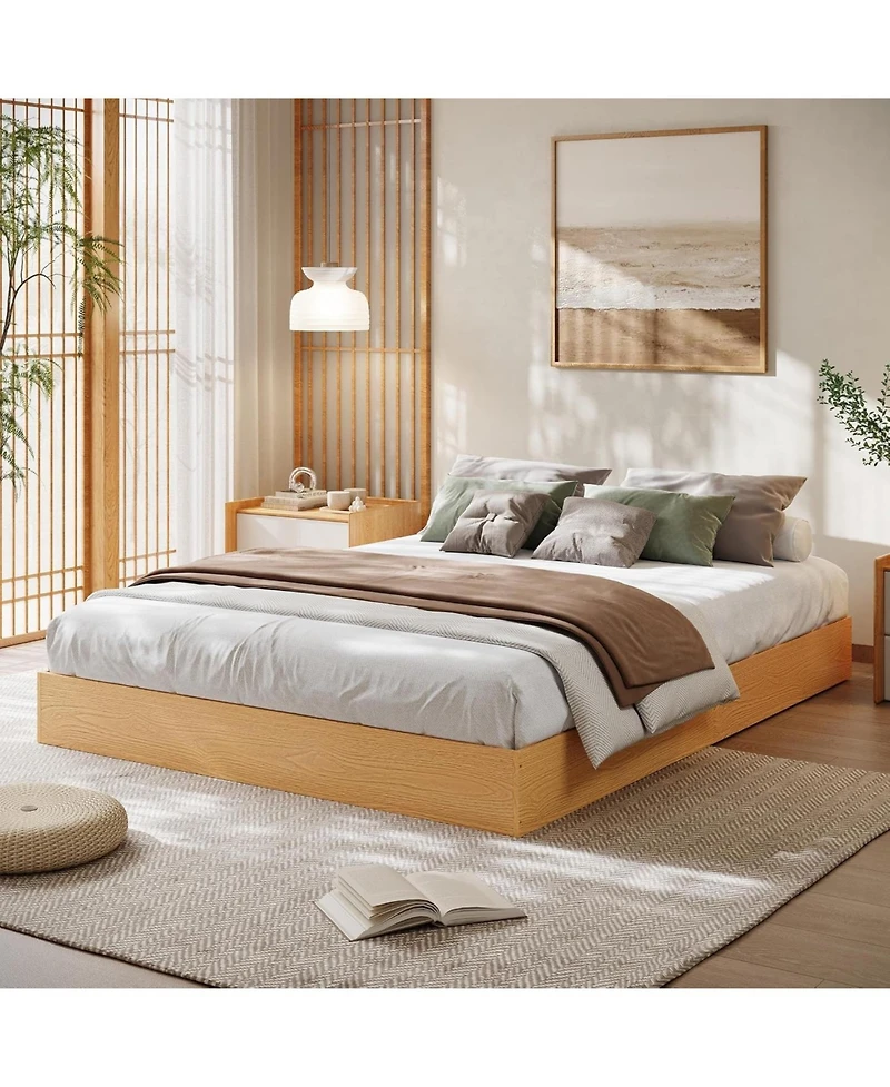 gaomon Wood Platform Bed Frame, Solid Pine Frame with Slats, No Box Spring Needed,Bedroom Furniture