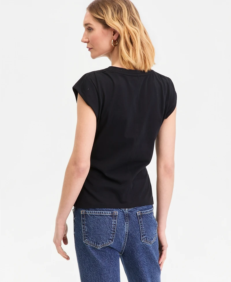 I.n.c. International Concepts Women's Cap-Sleeve V-Neck T-Shirt, Macy's Exclusive