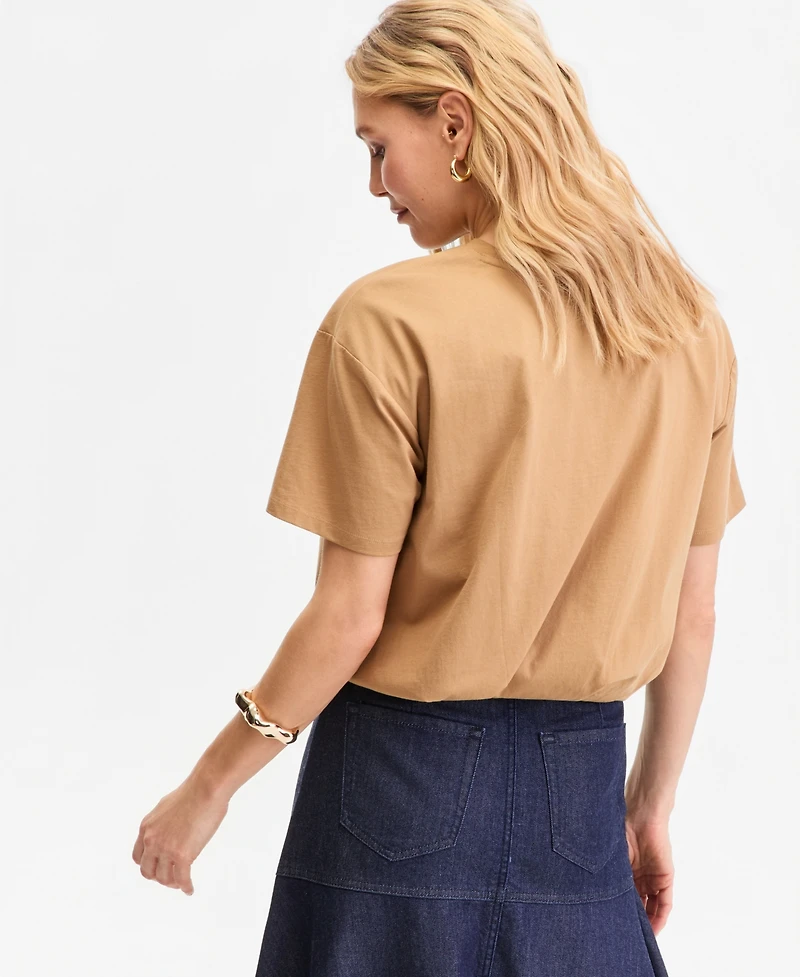 I.n.c. International Concepts Women's Cotton Bubble-Hem T-Shirt, Macy's Exclusive
