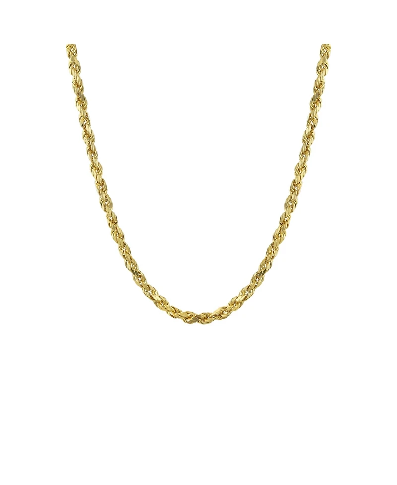 Bling Jewelry Timeless Solid Strong 2MM Yellow 14K Gold Sparkling Twist Cable Rope Chain Necklace
