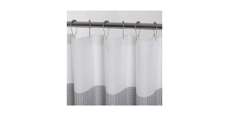 Slickblue 72-inch Grey White Striped Luxurious Textured Polyester Fabric Shower Curtain