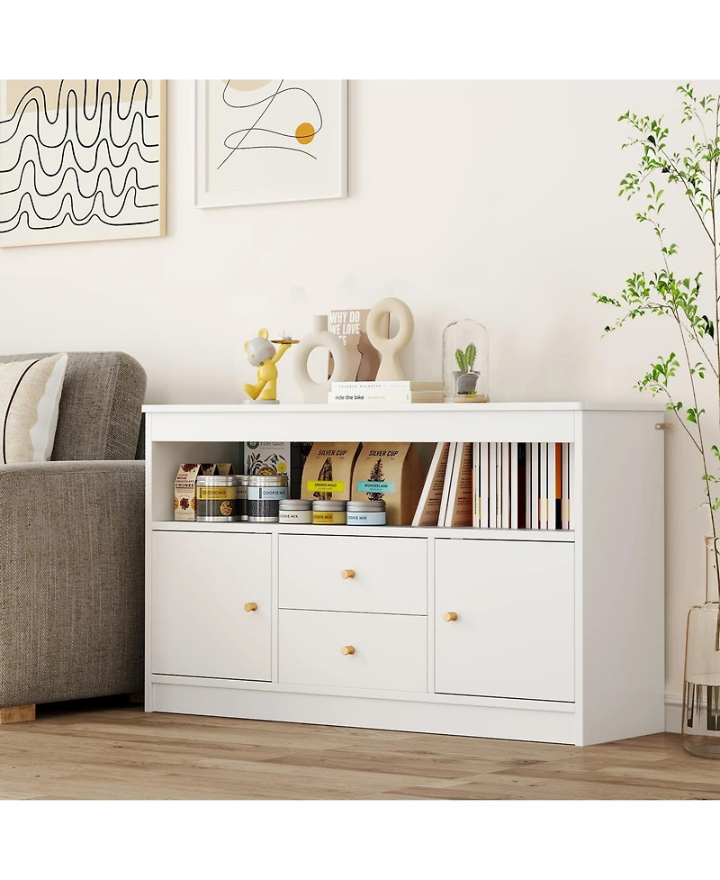 Slickblue Kids Toy Storage Organizer with Open Shelf and 2 Drawers for Playroom