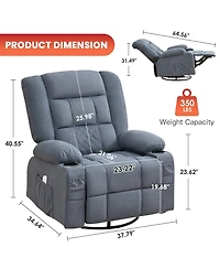 Clihome Kneading Massage Rocker Recliner Chair with 4-Point 3D Kneading Massage and Heat for Living Room with Rocking Function