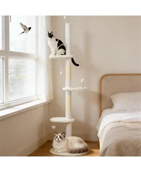 Aostirmotor 88.5" to 100.5'' Cat Tree with tension rod in White
