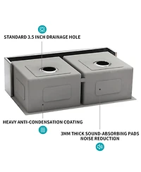 flynama 33x21x10inch Double Bowl Farmhouse Sink Stainless Steel 16 Gauge Apron Front Kitchen Sink