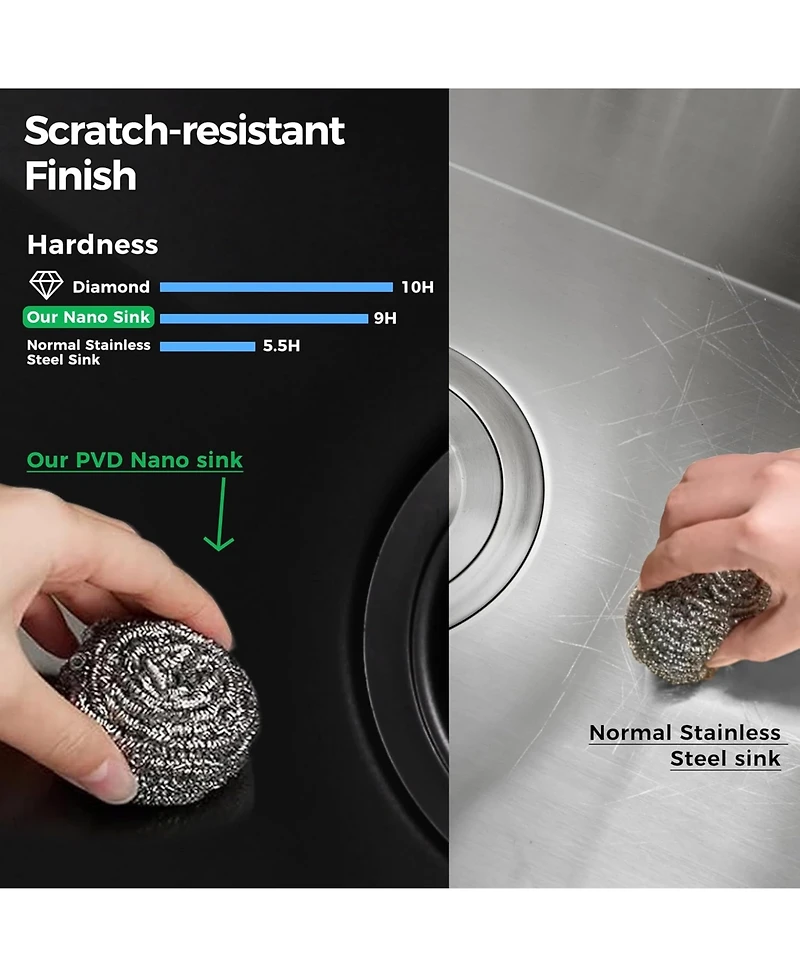 flynama 32x19inch Gunmetal Black Undermount Workstation Sink 16 Gauge 304 Stainless Steel 10 Inch Deep with Full Accessories