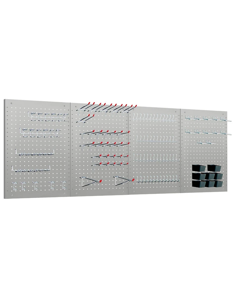 Lugo 24"x16" Pegboard Wall Organizer 128 Pc Kit, Gray