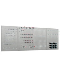 Lugo 24"x16" Pegboard Wall Organizer 128 Pc Kit, Gray