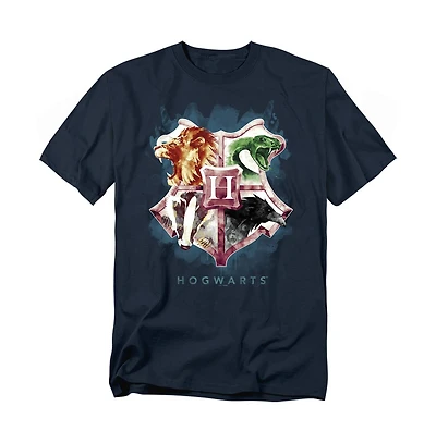 Harry Potter Men's Hogwarts Crest Wash T Shirt