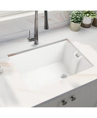 flynama 23.6x18inch White Ceramic Kitchen Sink Single Bowl High Temperature Firing Durable