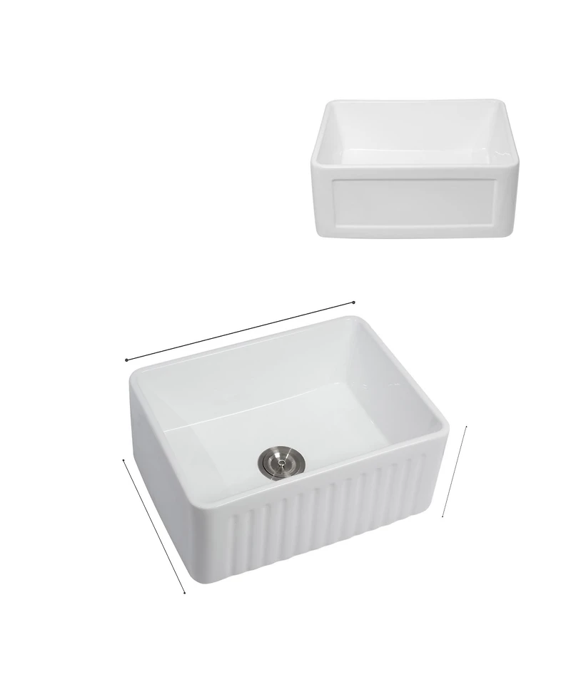huluwat 24x18x10inch White Farmhouse Sink Ceramic Single Bowl Reversible Apron Front Laundry