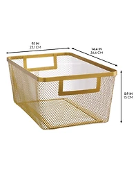 mDesign Metal Mesh Pantry Basket with Handles - Set of 2 - Soft Brass