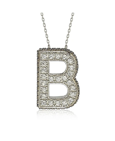 Suzy Levian New York Suzy Levian Sterling Silver Sapphire 3-d Letter "B" Initial Pendant