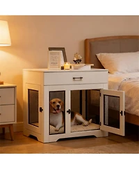 Aostirmotor Dog Crate with 2 Doors in Cream White