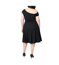 Unique Vintage Plus Asymmetrical Neck Swing Dress