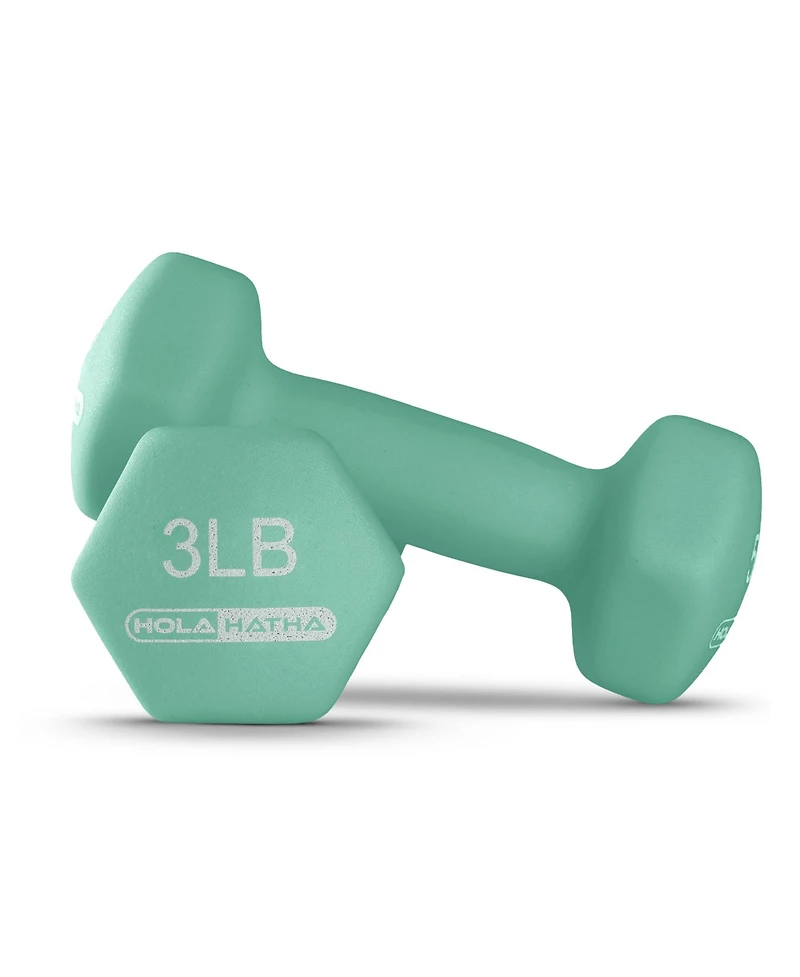 HolaHatha 1, 2 and 3 lb Neoprene Dumbbell Strength Training Weight Set with Rack