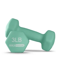 HolaHatha 1, 2 and 3 lb Neoprene Dumbbell Strength Training Weight Set with Rack