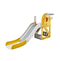 Slickblue Toddler Slide, Kid Slide for Toddlers with Climbable Ladders & Bus Playhouse, Indoor Outdoor Slide Playset for Kids