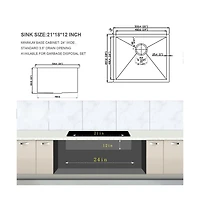 Flynama 21" x 18" x 12" Undermount Laundry Sink, Stainless Steel, Deep Single Bowl, 16-Gauge Utility Tub