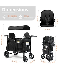 Kinder King All-Terrain Wagon Stroller for Two Kids with Canopy, Snack Tray and Shock-Absorbing Wheels