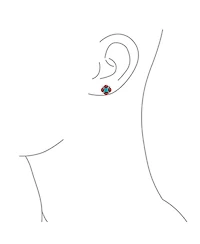 Bling Jewelry Western Native-American Style Turquoise & Red Stud Earrings .925 Sterling Silver