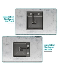 flynama 15x17x9inch Undermount Bar Sink with Folding Faucet Single Bowl 16 Gauge Gunmetal Black