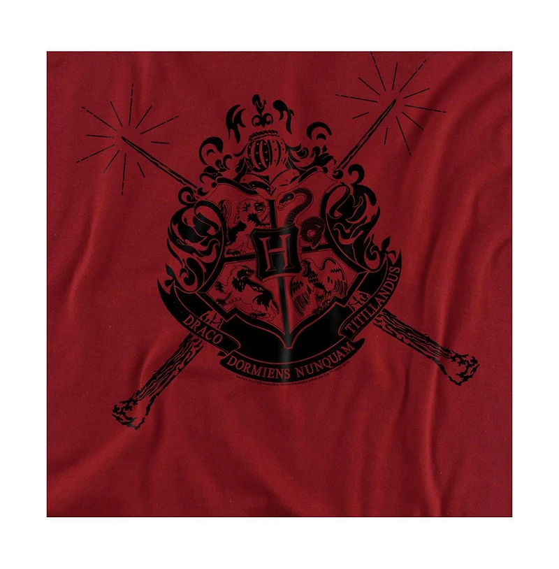 Harry Potter Men's Hogwarts Crest With Wands T Shirt