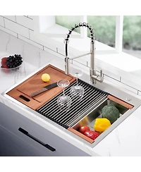 flynama 28x22inch Stainless Steel Workstation Sink Drop In Single Bowl 18 Gauge with Accessories