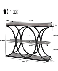 gaomon 3-Tier Farmhouse Narrow Console Table – Entryway Sofa with Storage Shelves, Geometric Metal Legs Modern Accent for Living