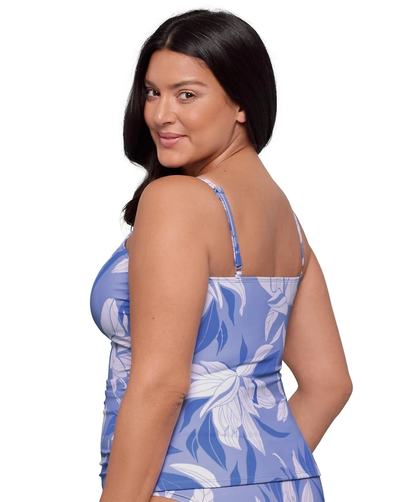 S3 Apparel Women's Smoothing Classic Shirred-Front Tankini Swimsuit Top