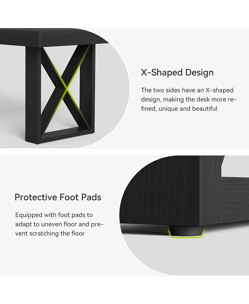 Tribesigns 63-Inch Computer Desk, Simple Thick Appearance, Study Gaming Writing Work Executive Desk for Home, Yellowish Brown